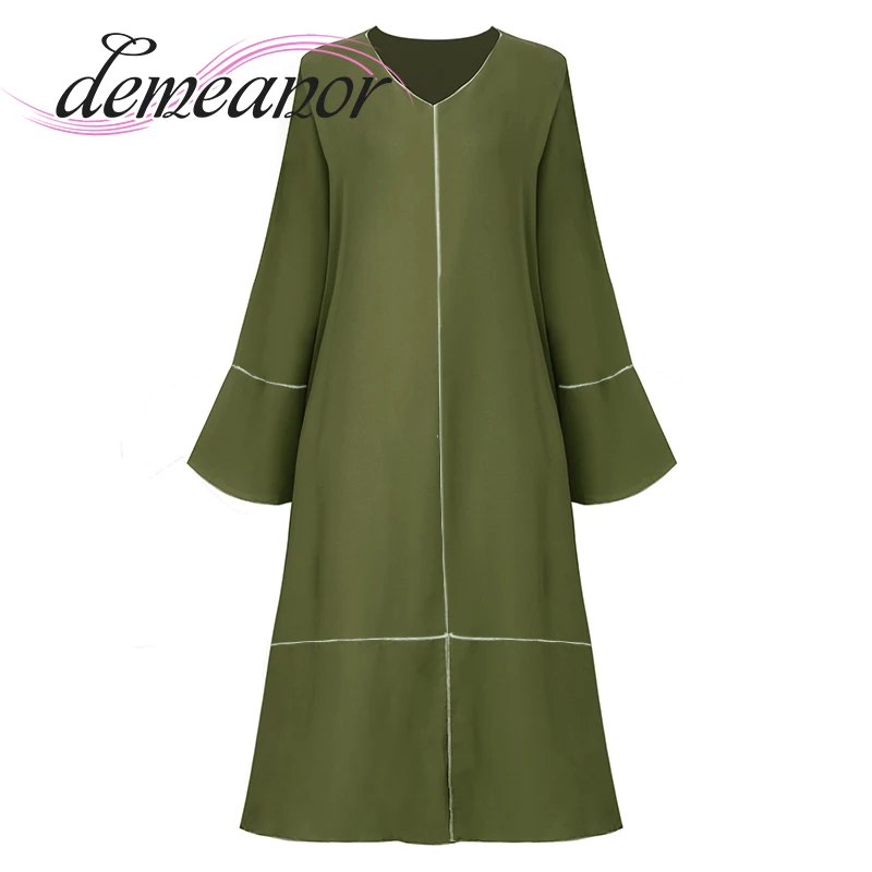 

2022 Eid Mubarak Kaftan Dubai Abaya Turkish Muslim Turban Dress Patchwork Islamic Clothing Women Musulman Pure Color Lace Robe