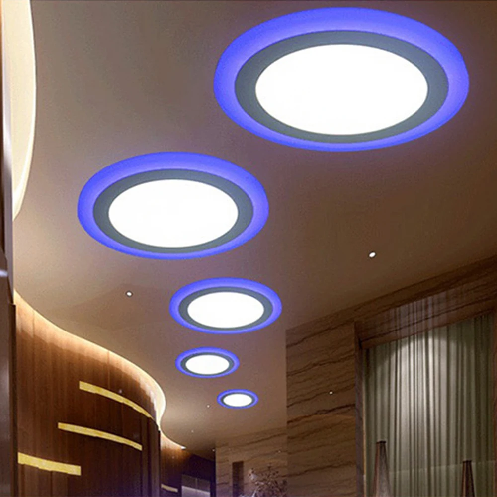

Dual Color Acrylic LED Recessed Ceiling Panel Down Lights Ultra Thin Lamp for Indoor Office Lighting Blue White Light Color