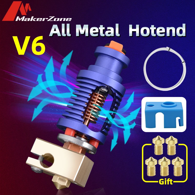 Полностью металлический хотенд V6 медный двойной Тепловой разрыв для 3D принтера