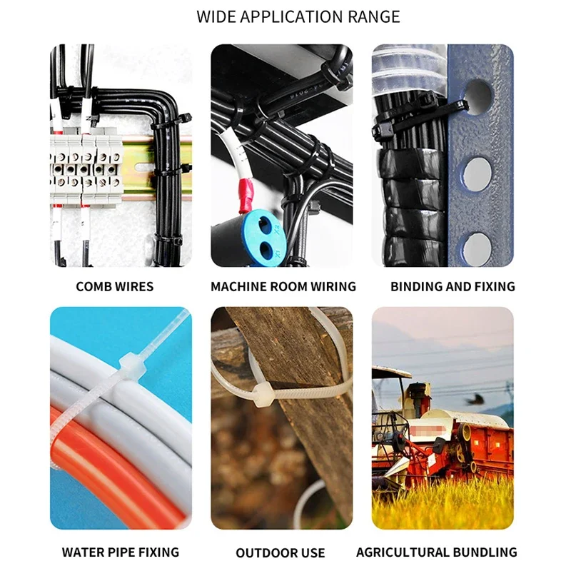 Набор из 1000/250 шт нейлоновых хомутов для кабелей
