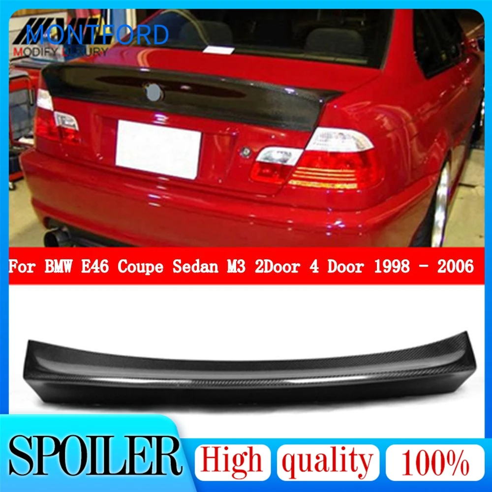 

Car Styling For BMW E46 Coupe Sedan M3 4 Door 1998 - 2006 ABS Plastic Material Rear Boot Trunk Wing Rear Roof Lip Spoiler