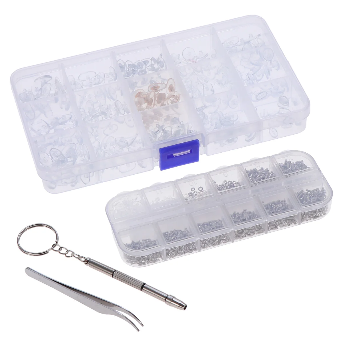 

Eyeglass Repair Kit Assorted Tiny Screws Nut Washer and Nose Pads Set with Micro Screwdriver Tweezer for Sunglass Tool Glasses