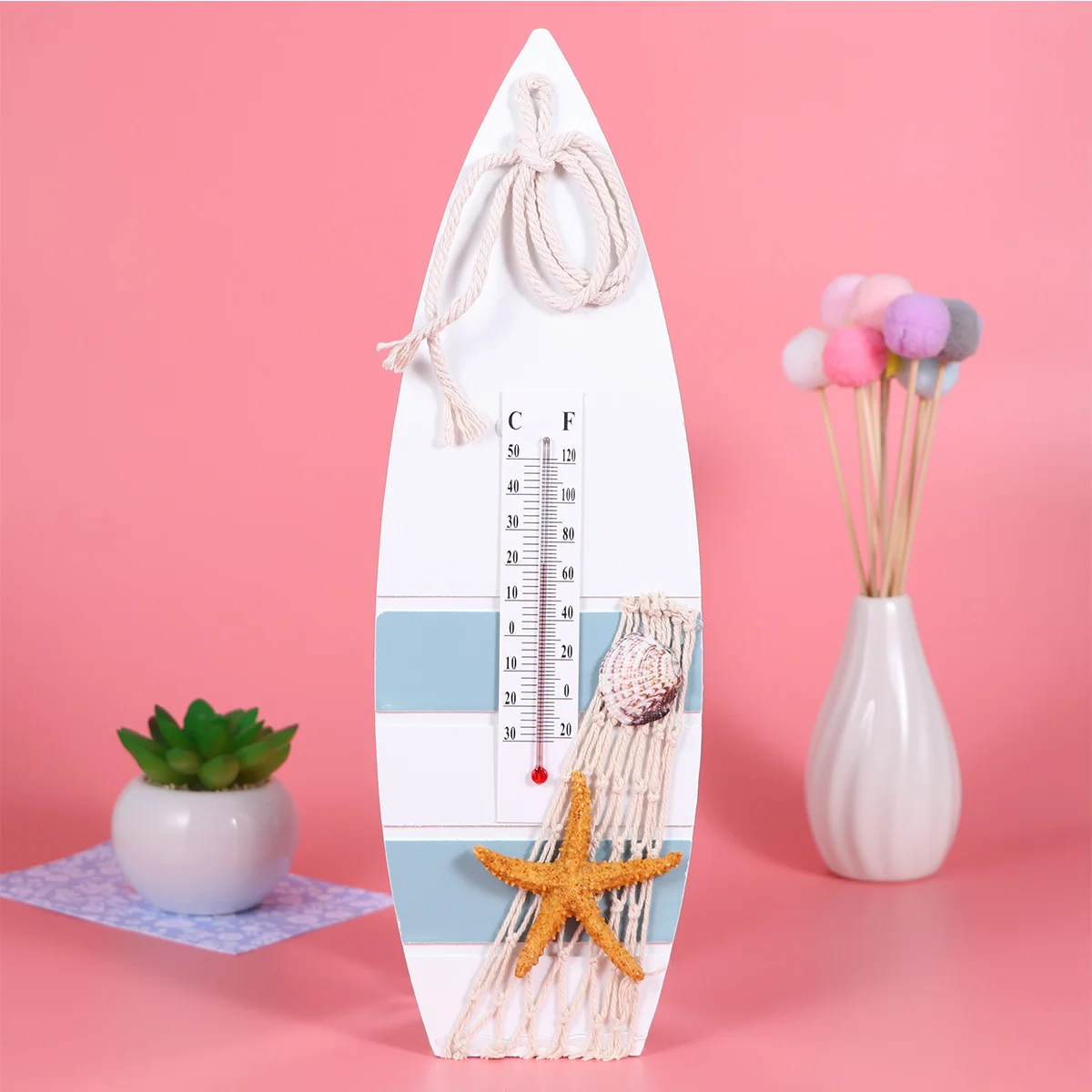 

1pc Hanging Ornament Wall Hanging Decor Mediterranean Style for Home Kindergarten Room (Surfboard Sea Star)
