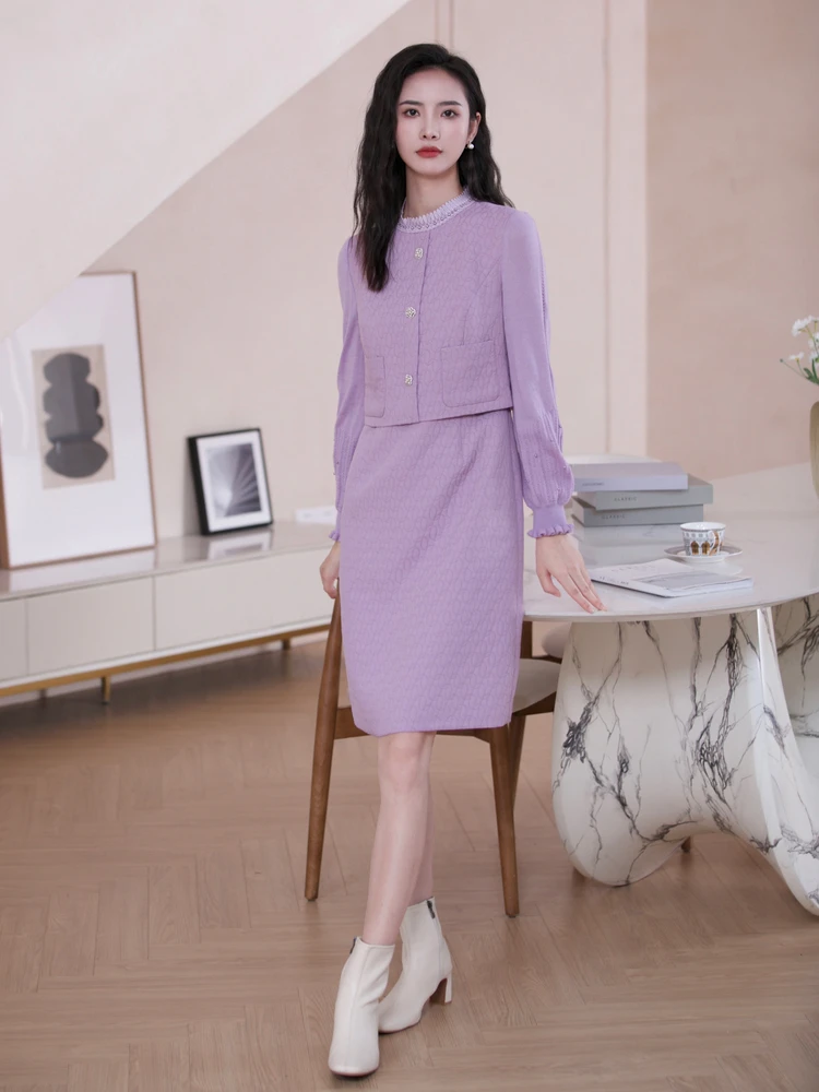 Buoubuou 2024 осеннее новое стеганое платье из мериносового флиса с торговым центром