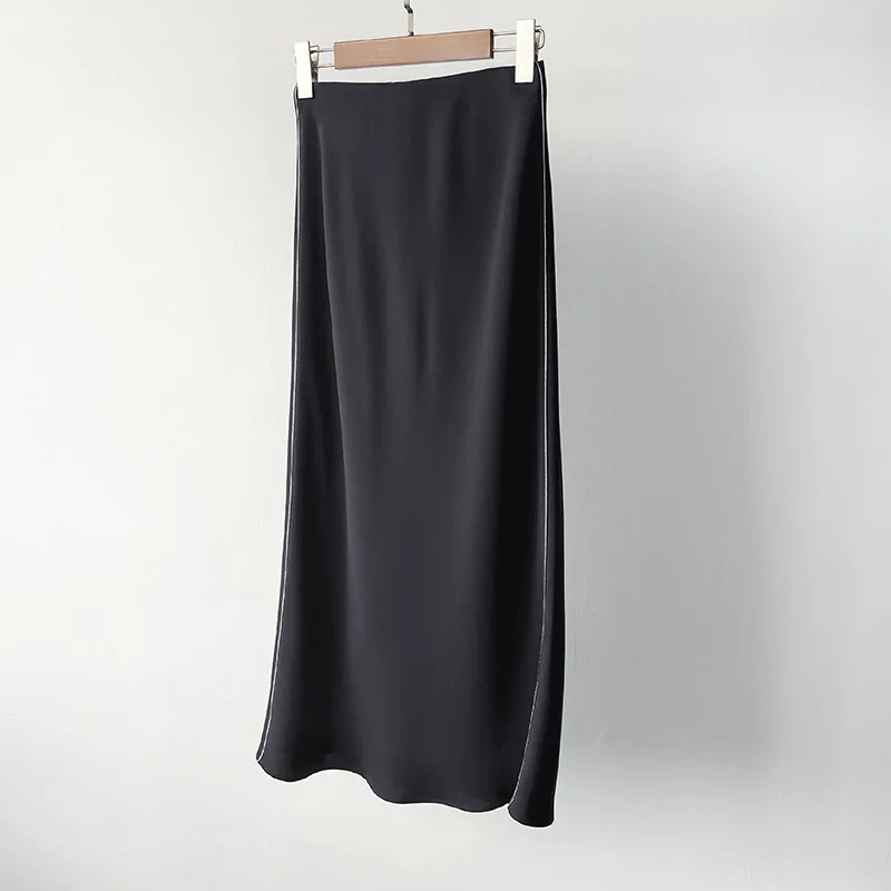 Summer Simple Solid Color A-line Slimming All-match Acetic Acid Solid Color Drape Long Skirt