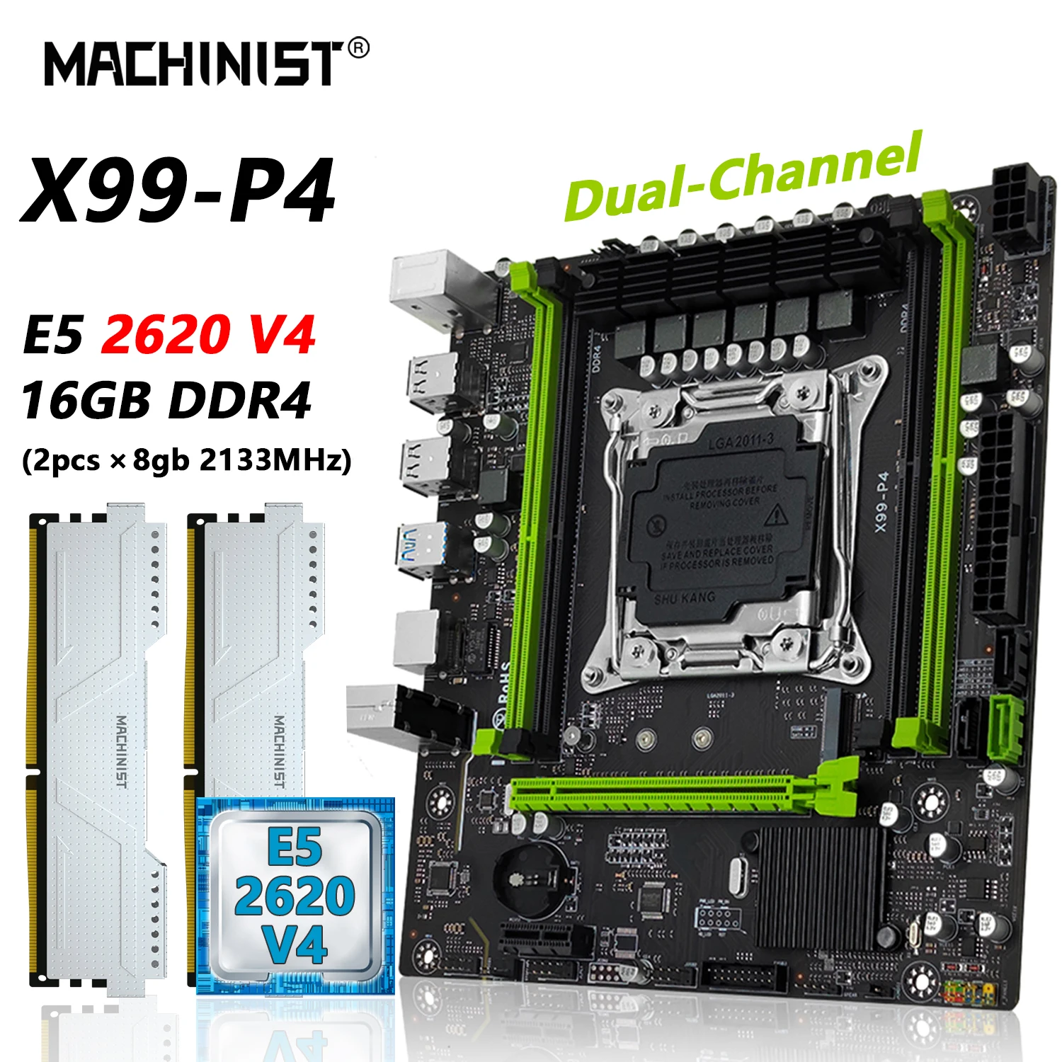 

MACHINIST X99 комплект материнской платы LGA 2011-3 Xeon E5 2620 V4 комплект процессора DDR4 16 Гб (2*8 ГБ) ОЗУ 2133 МГц память NVME M.2 P4