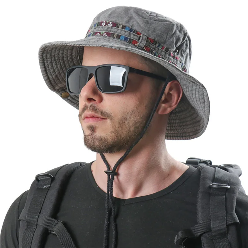 

Cotton UV Protection Sun Hats For Women Men Fishing Hiking Bucket Hat Floral Ribbon Design Outdoor Beach Cap
