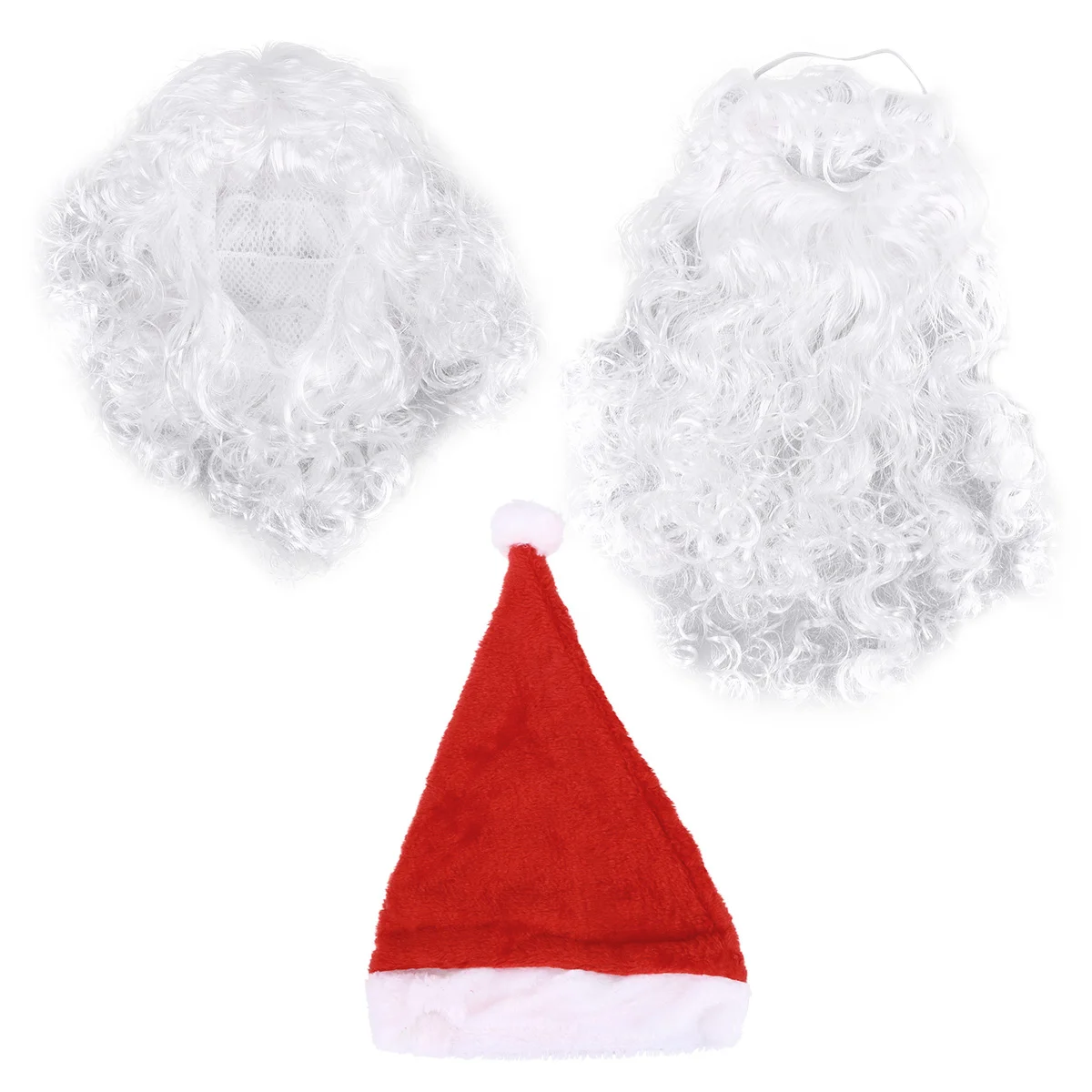 

Головной убор Санта Клауса с бородой и париком, 3 шт., набор костюмов для рождественской вечеринки, аксессуары для одежды (длинная борода)