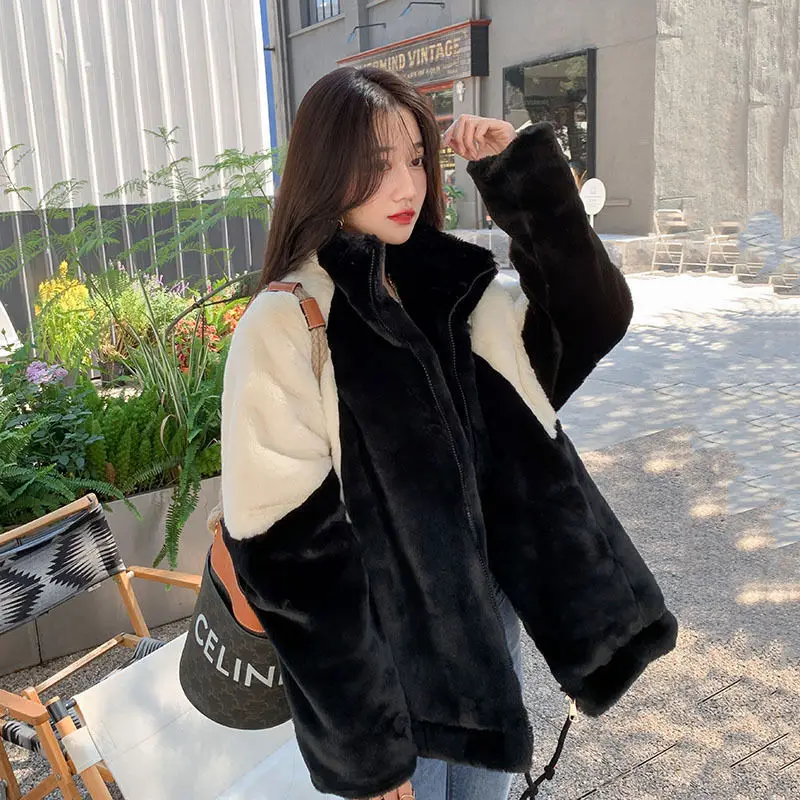 Mid-length Faux Fur Coat Women Faux Fur Jacket Super Hot Winter Coat Faux Rabbit Fur Loose Thermal Coat New