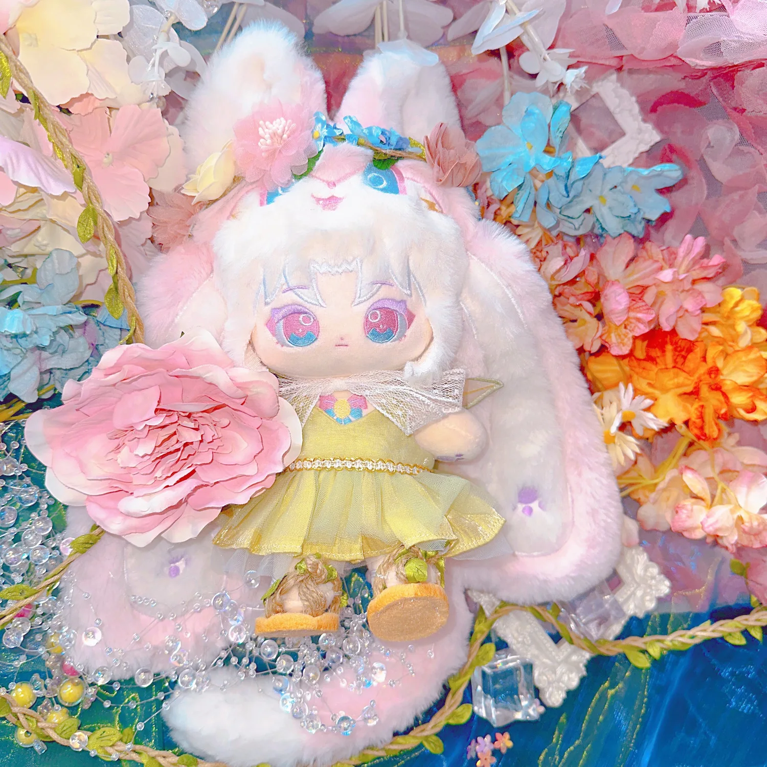 

No attributes Monster Kawaii Princess Pink Rabbit Cosplay Soft Plush Stuffed Doll Body Dress Up Plushie Pillow Xmas Gift 20cm