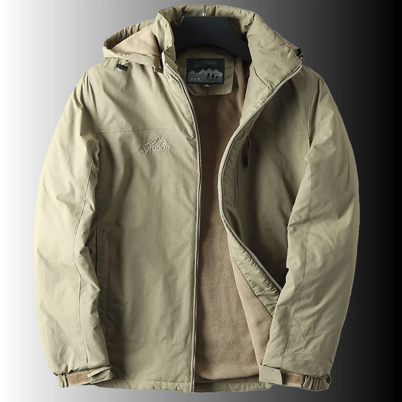 

Plus Size 5XL Winter Thick Warm Parkas Men Windproof Fleece Jacket Multi-pocket Hooded Male Fashion Waterproof Outwear Coat