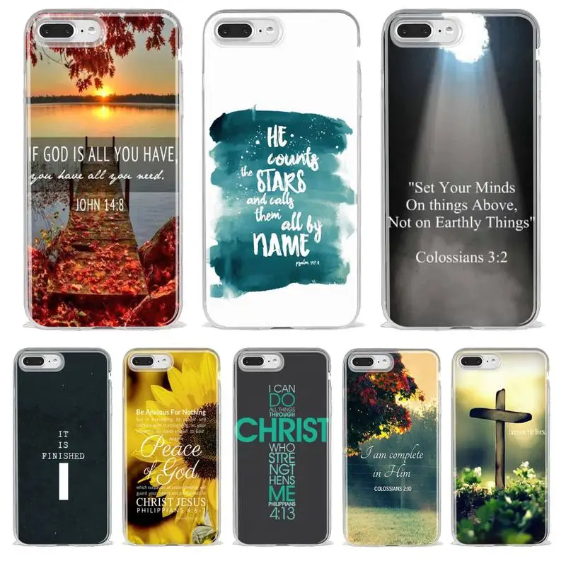 

Bible Verse Jesus Christ Christian Phone Case Transparent For Iphone 11 13 12 Pro Max Xr X Mini 7 8 PLUS Coque Cover