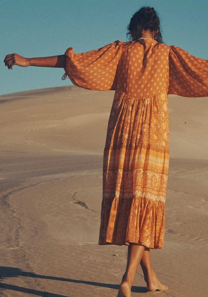 Винтажное шикарное длинное платье-туника с V-образным вырезом и рукавом до локтя