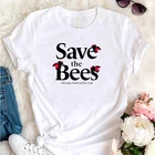 Футболка женская с принтом Спасите пчелы, модный топ с коротким рукавом, уличная одежда, лето
