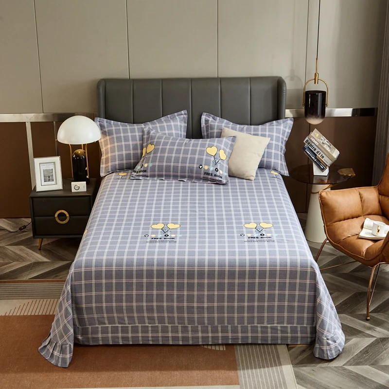 

100% Cotton Solid Flat Bed Sheet Thicken Soft Cozy Bed Linen for Bedroom Decoration Single Double Queen King Size (NO Pillowcase