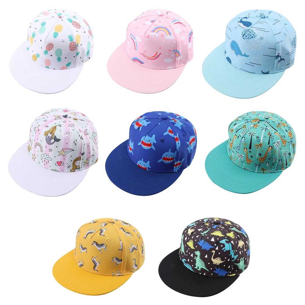 

Cute Baby Boy Girls Baseball Cap Cartoon Print Sun Hat Toddler Girl Outdoor Visor Hats Fashion Flat Brim Hat Peaked Cap Headwear