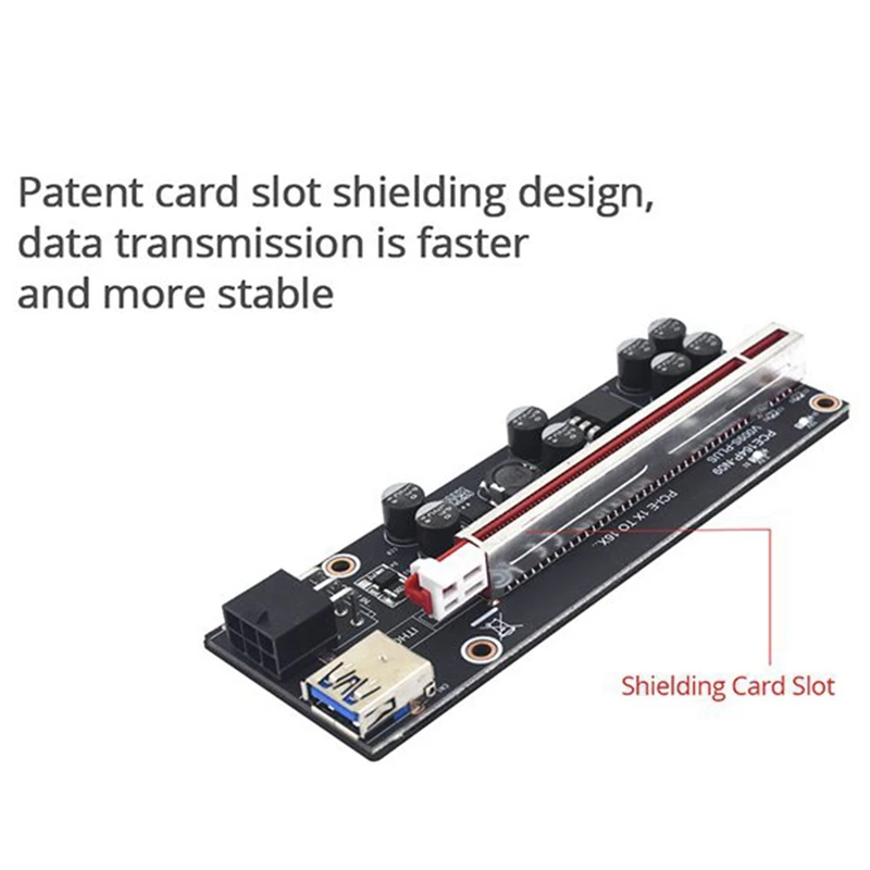 8X VER009S Plus PCIE Райзер-карта Ver 009S Sata 15 Pin to 6 Express 1X 4X 16X адаптер-удлинитель Майнер |