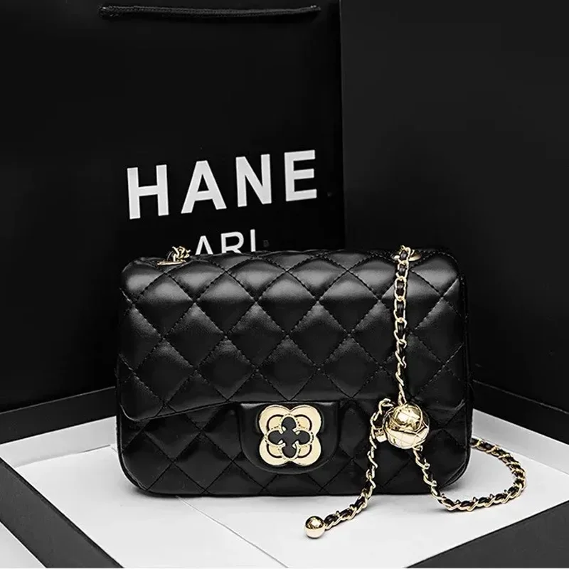 2024 новая женская сумка на цепочке с четырьмя листами клевера и аргайлом твидовый