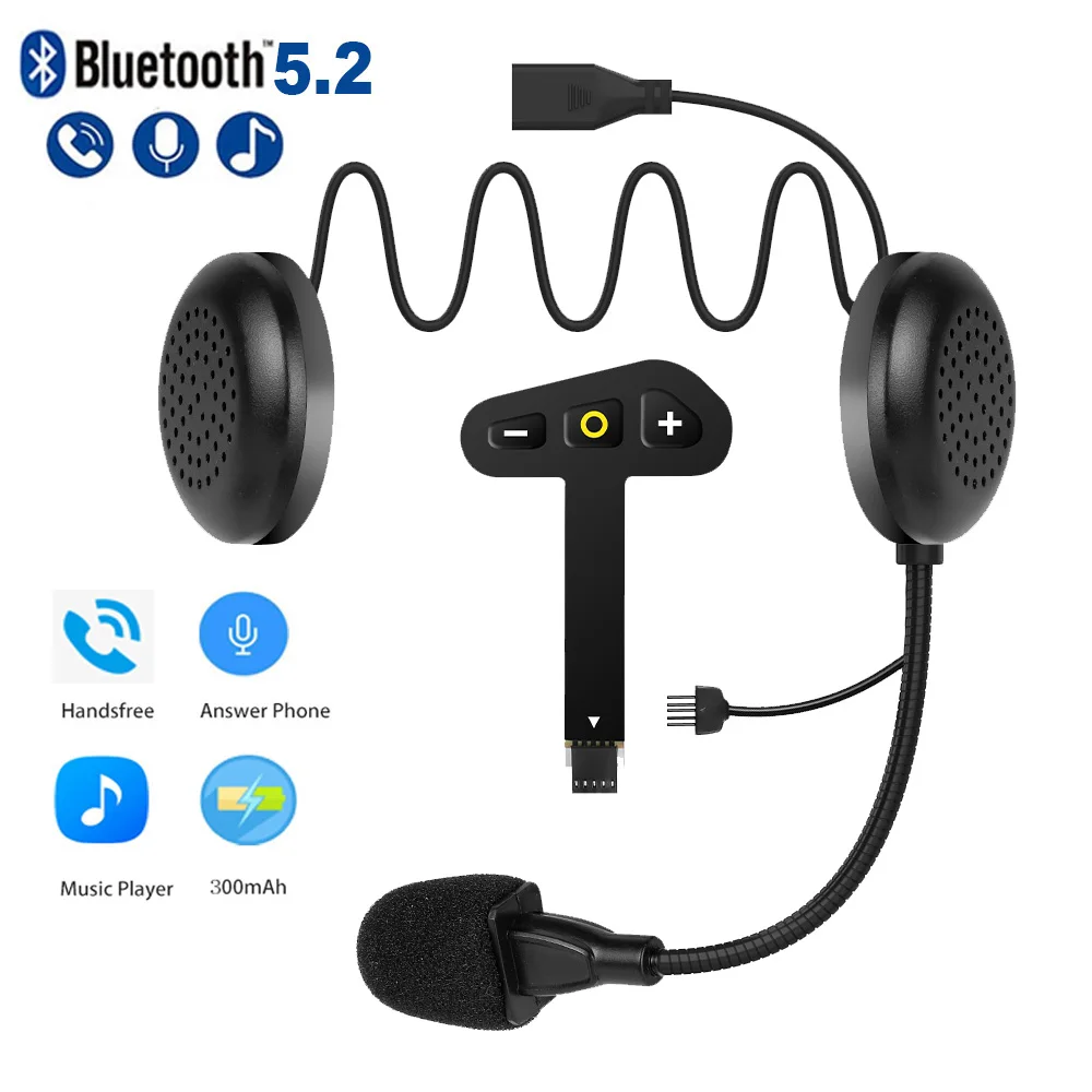 

SK-33B Bluetooth 5.2 гарнитура для шлема для мотоцикла, набор для вызова «свободные руки», Беспроводные стереонаушники для вождения, MP3 музыкальный плеер