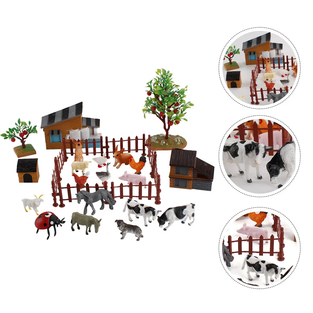 

Farm Toys Animal Model Kids Mini Animals Figurine Set Toy Farmhouse Accessoryfigures Barn Miniature Scene Cows Horses Simulation