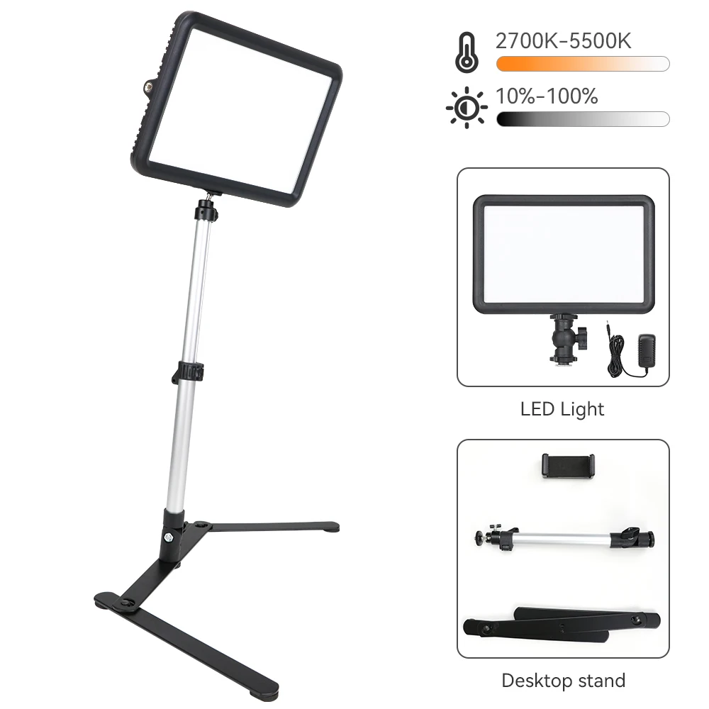 

LED Video Light Panel With Desktop Stand Ultra-Thin Screen Portable Mini Photo Studio Lamp For Portrait Fill Lighting Dimmable
