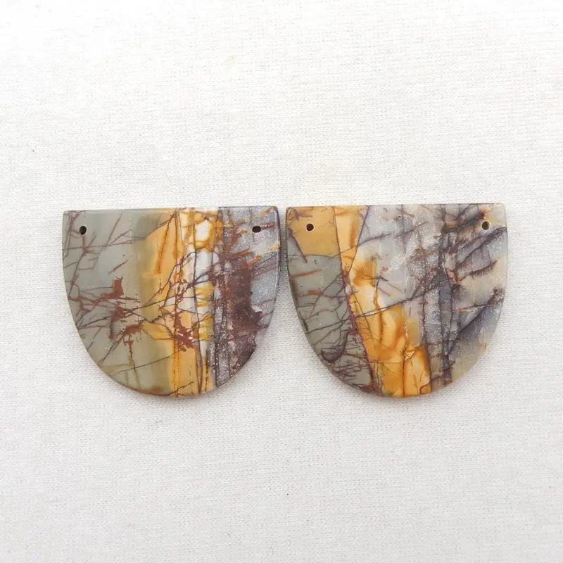 

Hot Sale Semiprecious Natural Stone Multi-Color Picasso Jasper Gemstone Double Holes Earring Bead,35x30x3mm,15g