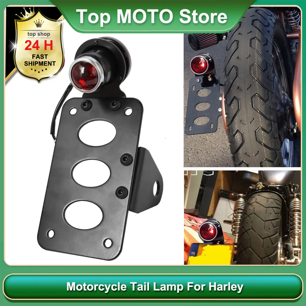 

Universal 12v Motorcycle Side Mount Tail Light With License Numer Plate Bracket For Harley Bobber Yamaha Honda Stop Light