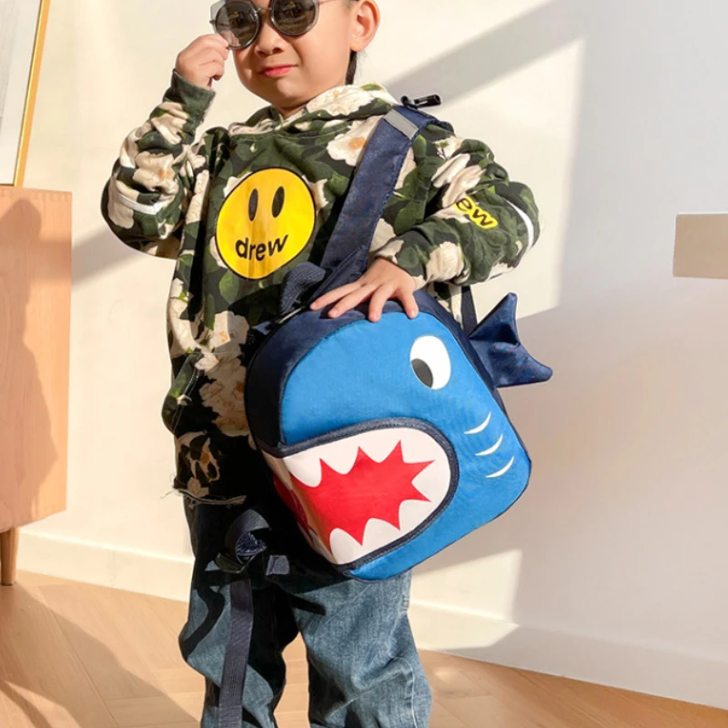 2022 New Shark Cartoon Children Cute Backpacks In Kindergarten Girl Boy Preschool Small School Bags Kids Anti Loss Bag Popular