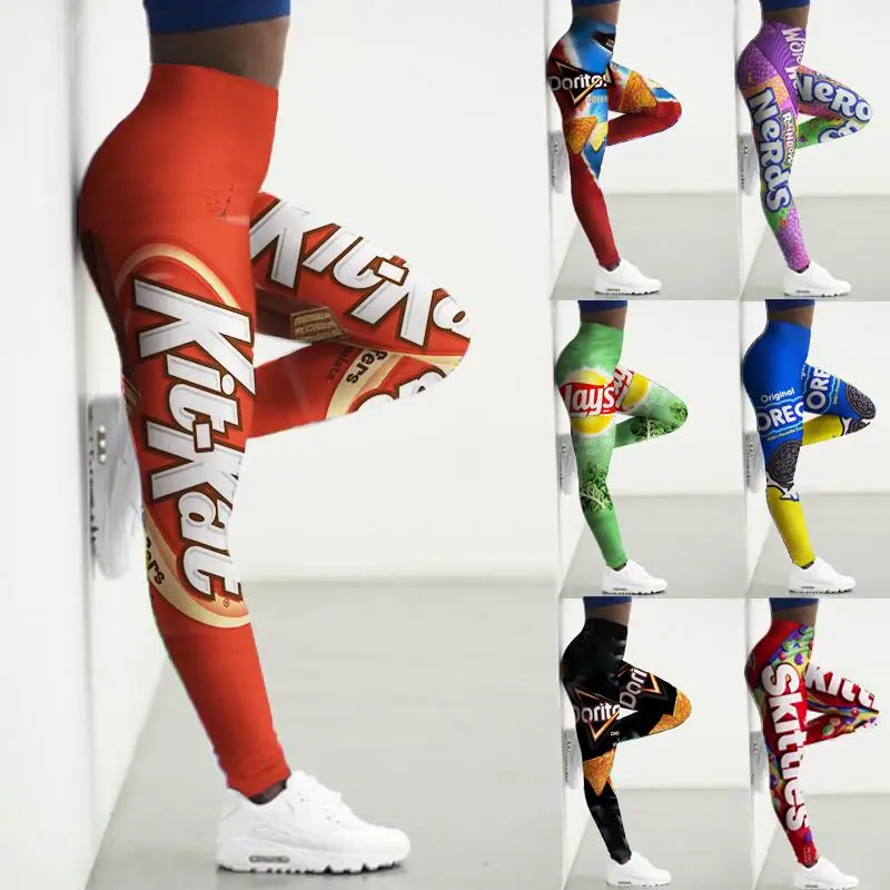 

Leggings Women High Waist 3D Snacks Printed Tights Yoga Pants Gym Clothing Fashion Workout Legging Fitness Leggins Legins Sexy