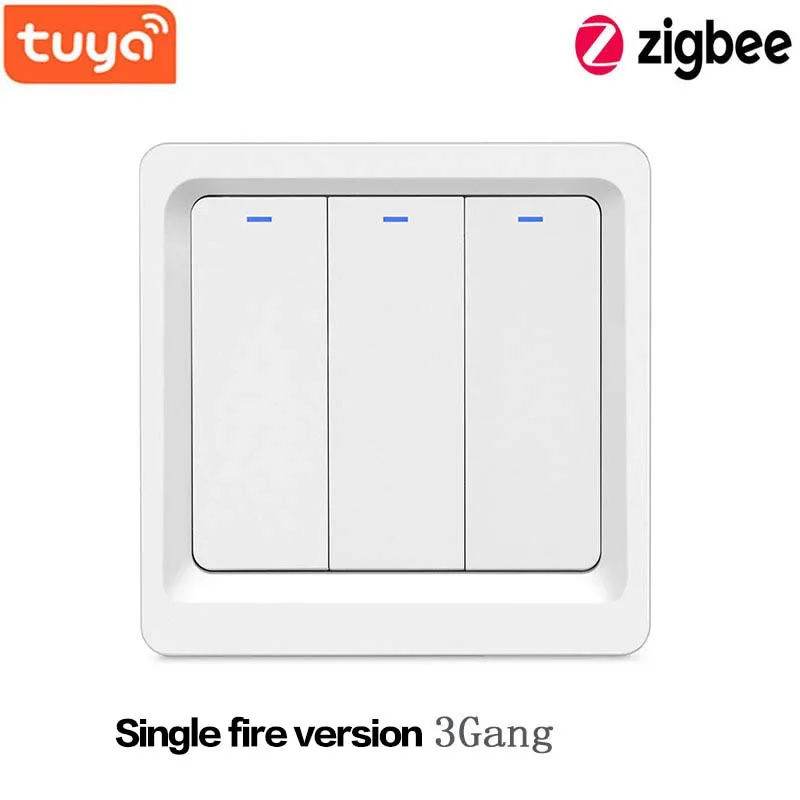

2021 new WiFi ZigBee smart button switch without neutral 2MQTT setting Tuya APP control with Alexa Google Home 2/3 mode