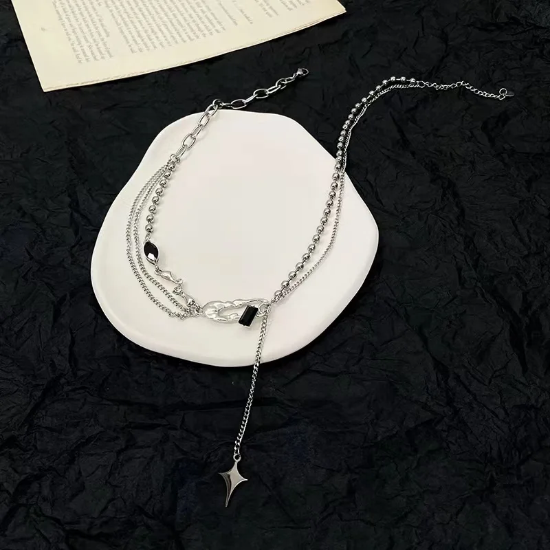 Металлическое ожерелье Kpop с асимметричным штифтом для женщин нишевое