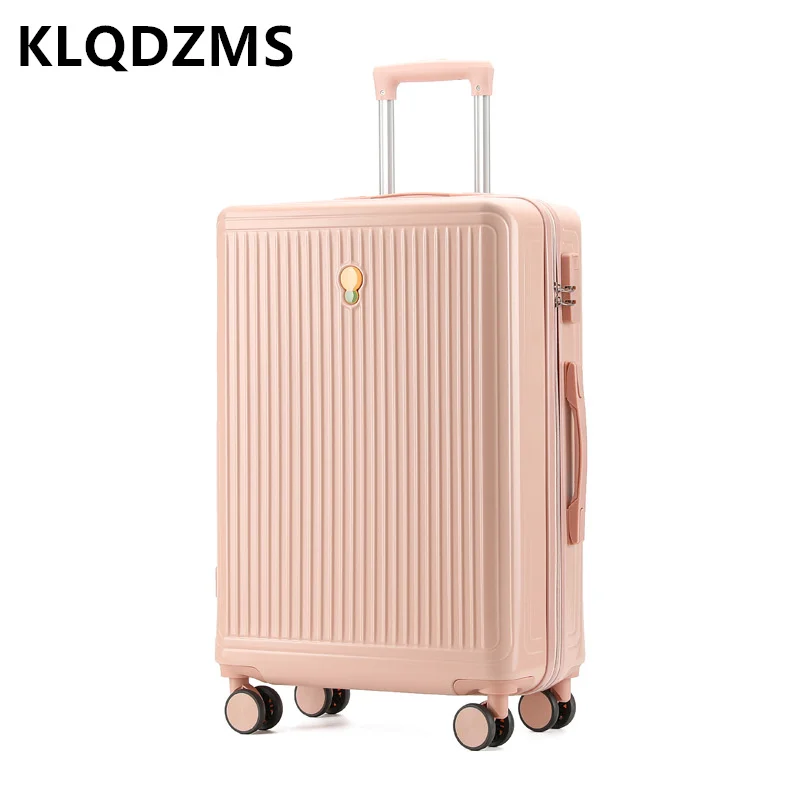 KLQDZMS Aluminum Frame Luggage Female High Quality Thickened Waterproof Suitcase 20 Inch Silent Cabin Luggage 22 