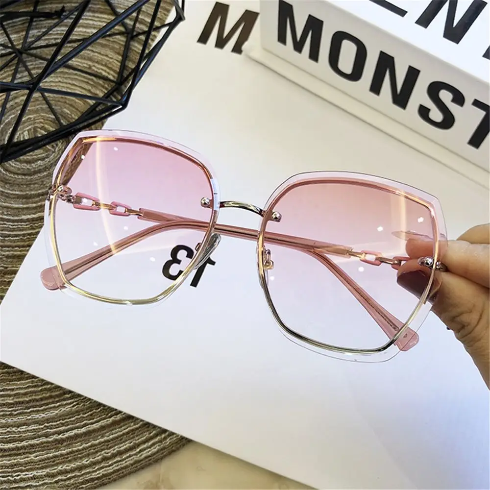 

High Quality Women Rimless Square Sunglasses 2022 Brand Designer Sun Glasses Vintage Shades Female Pink Eyewear