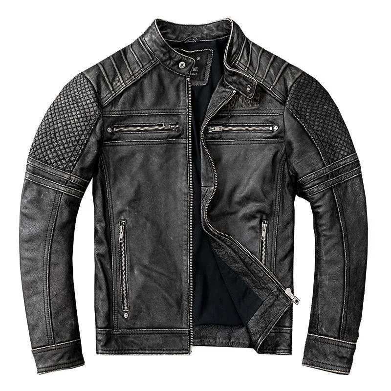 

Heavy Motorcycle Jacket Men's Retro Distressed Cowhide men's Motorcycle Cycling Jersey Leather Jacket