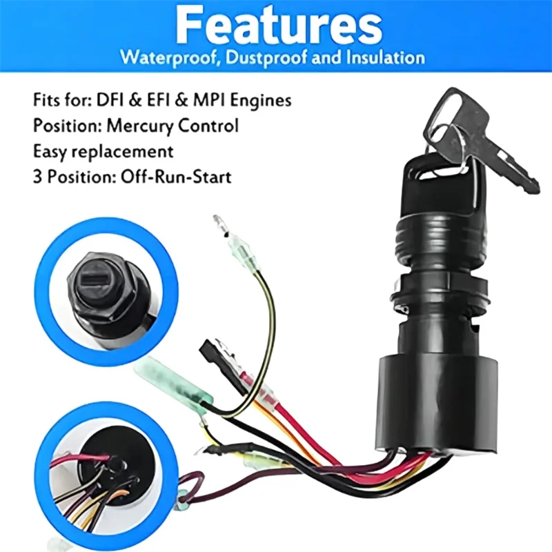 

Набор замков зажигания подвесного двигателя для блока управления Mercury Mariner 40, 45, 50, 60, 90, 115 150, 225 л.с., 87-17009A5, подвесной механизм Sierra