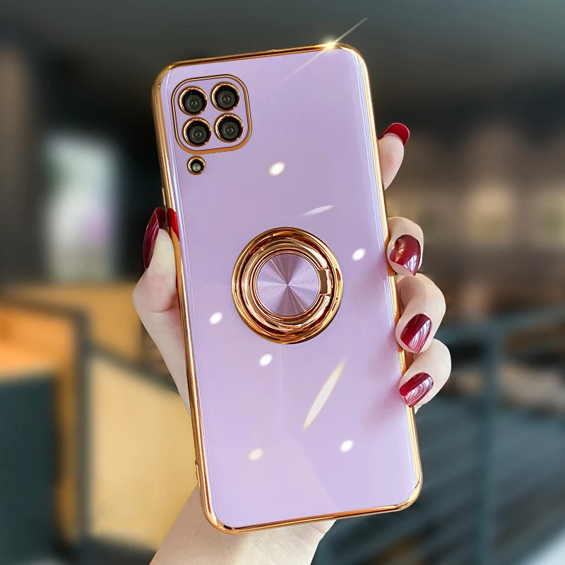 luxury soft plating silicone case for huawei p40 lite pro p40lite p40pro p 40 phone magnetic cover with ring holder stand sit on free global shipping