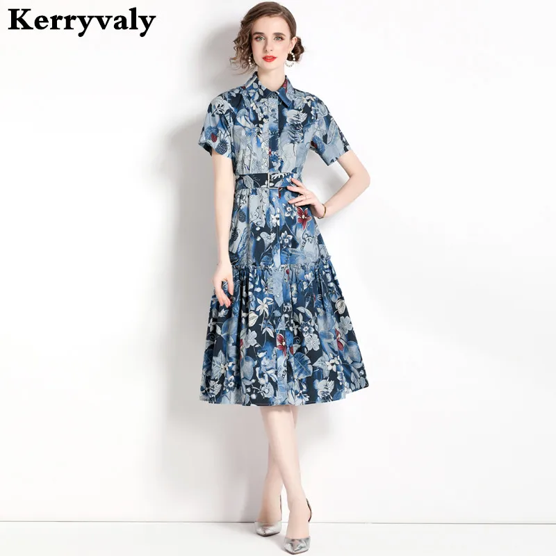 

Женское платье-миди с принтом, свободного покроя