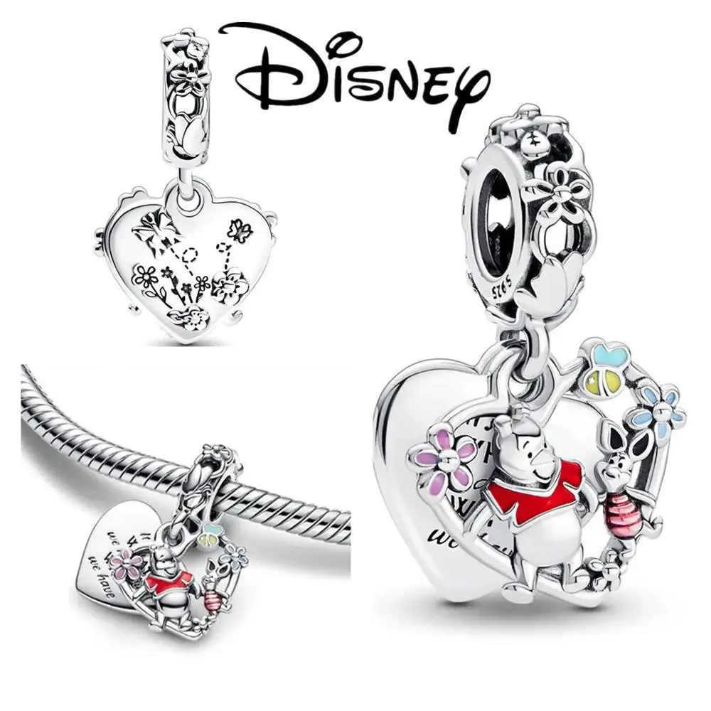 Розовые бусины Disney из стерлингового серебра 925 пробы с тортом на день рождения