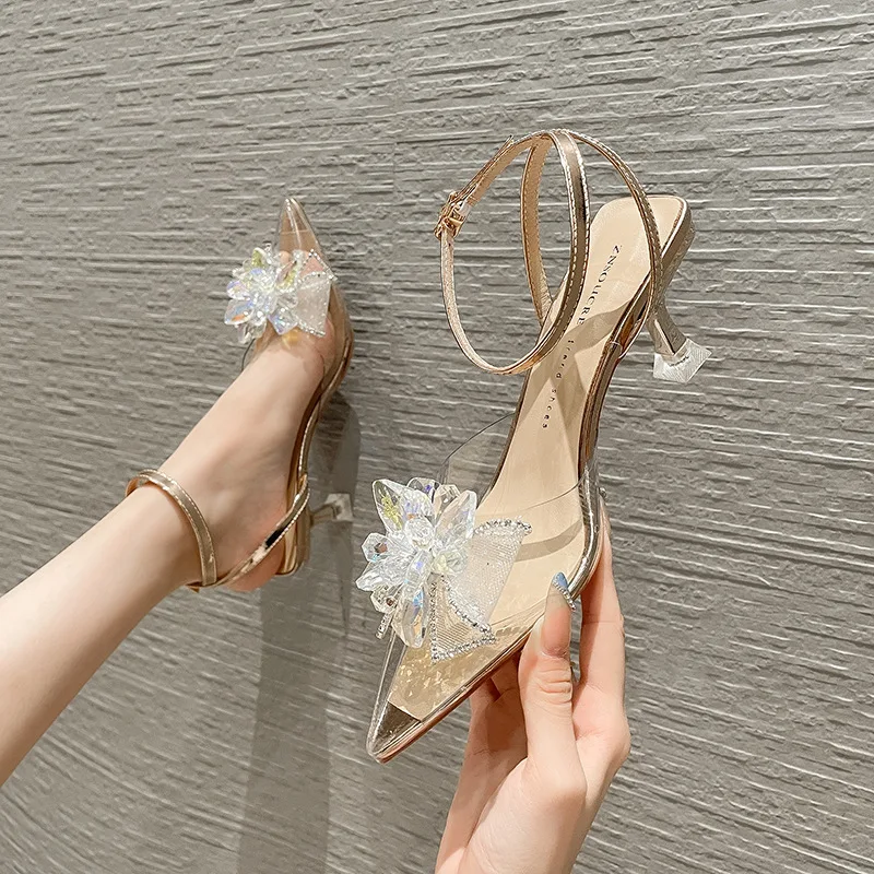 

Women Sandals 2022 Fashion Summer Pumps For Womans Party Shoes Pointed-toe 6cm Thin Heels Transparent Female Office High Heels