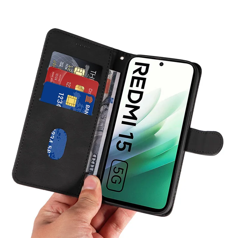Фото Чехол для телефона Dream Line Flip 15 для Xiaomi Redmi 15 15c 14c 14r 13c 13 12 12c 10 10c 10a 9a 9c NFC 9T 5G Кошелек Кожаный чехол Сумки №3