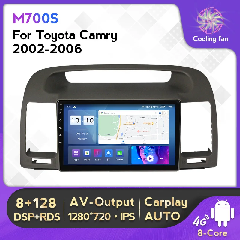

1280*720 IPS Android 12 8+128G Car Radio Multimedia Player For Toyota Camry 2002- 2006 DSP WIFI Carplay Auto BT 4G Lte Head Unit