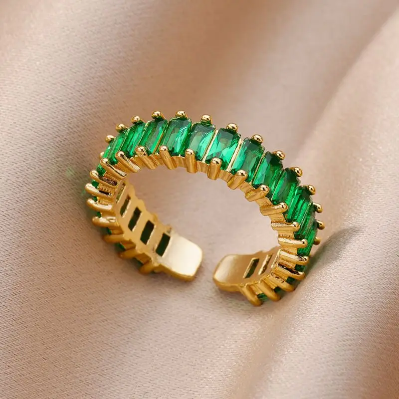 

Luxury Cubic Zirconia Rings for Women Stainless Steel Gold Plated Crystal Ring 2023 Trend Wedding Aesthetic Jewelry Gift anillos