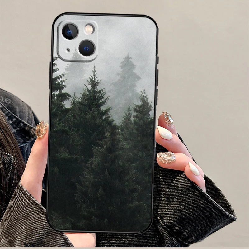 Чехол Лесные деревья для iPhone 14 11 12 13 15 16 Pro Max Mini Plus X XR XS