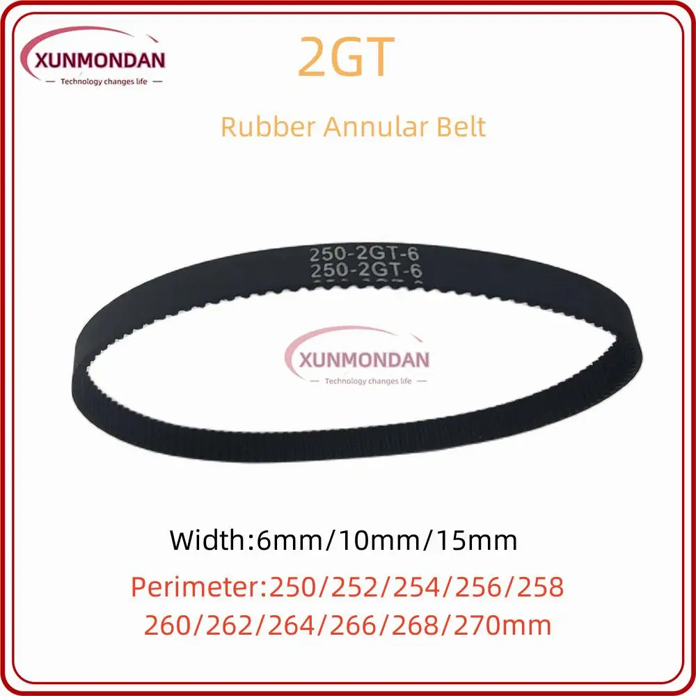 

Xunmondan 2GT/GT2 Timing Belt 250 252 254 256 258 260 262 264 266 268 270mm Belt Width 6mm/10mm/15mm