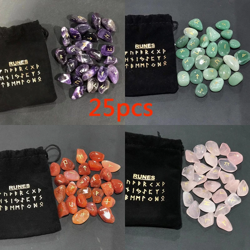 

Northern Europe Natural Crystal Rune of Stones Quartz Oracle Divination Tools Fortune Telling Reiki Healing Energy Viking Gift