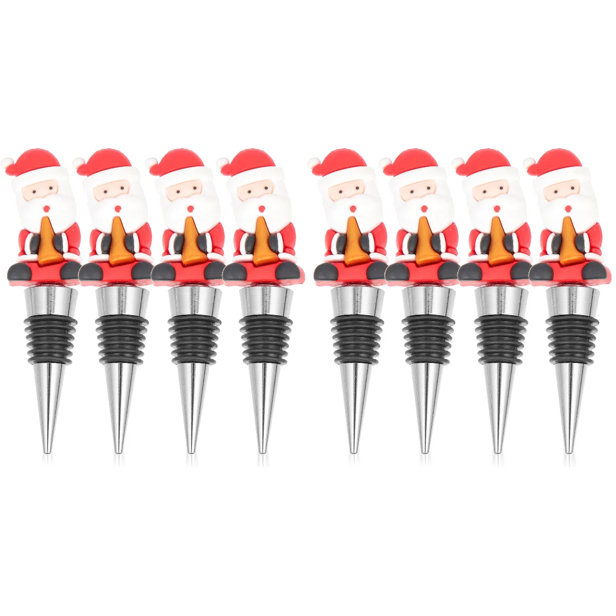 

8 Christmas Bottle Stoppers Reusable Xmas Party Bottle Cork Plug