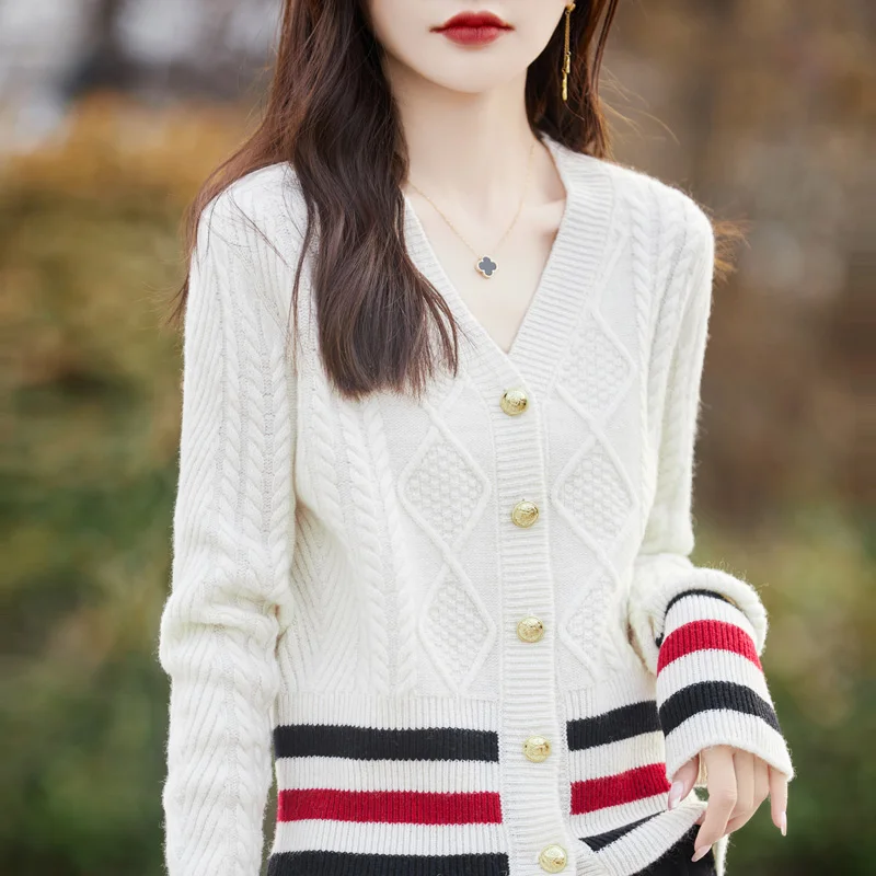 Новинка 2024 кардиган из 100% мериносовой шерсти осенне-зимний кашемировый свитер