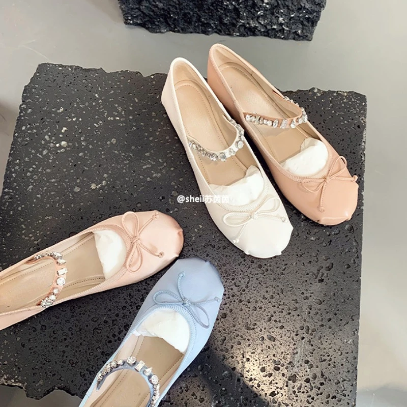 Женские туфли 2023 Туфли Мэри Джейн женская обувь с кристаллами мягкие кожаные