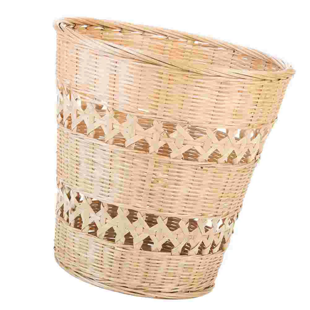 

Basket Trash Can Woven Waste Wicker Garbage Rattan Bin Storage Baskets Seagrass Paper Kitchen Bathroom Laundry Wastebasket
