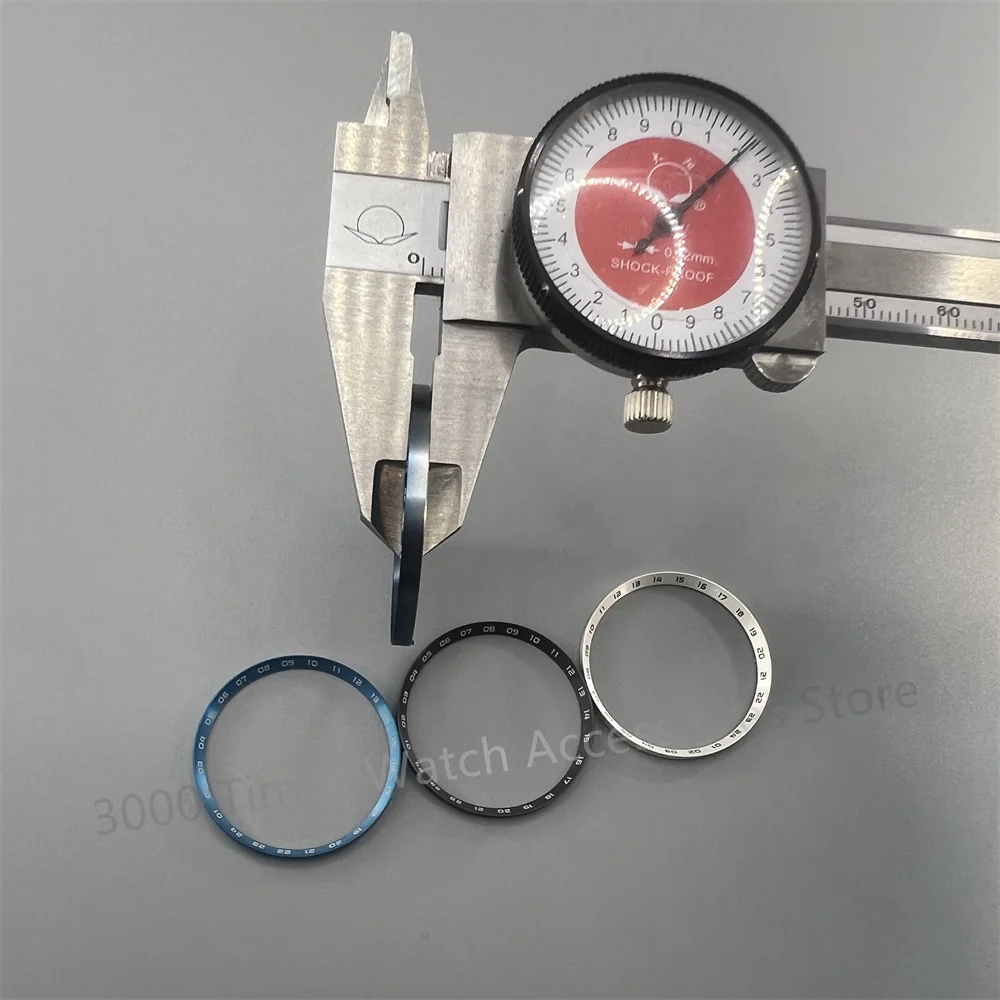 Black Blue White 30.5mm SKX007 Chapter Ring with 24 hours Index Fit For SKX007 NH35 NH36 Movement Men's Diving Watch